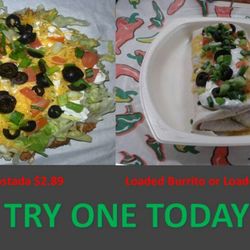Taco Tico - Our very popular loaded tostada, loaded burrito or sancho...with all the fixings!
