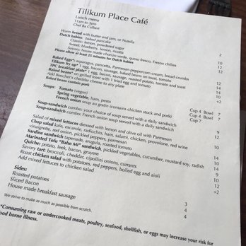Tilikum Place Cafe - June 2018 menu - New American Near Me - Seattle, Washington
