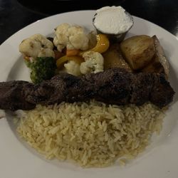 Pinelopi's Greek Kitchen - Beef souvlaki; delicious though a bit salty.