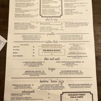 The Dearborn - Menu as of 8/1/24 - New American Near Me - Chicago, Illinois