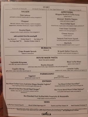 Menu photo 1 Cappella Restaurant Needham, MA