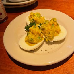 Deviled eggs. Heavy on the relish Deviled eggs. Heavy on the relish