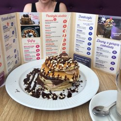 Yummy - Kinder Bueno pancake, hot latte, and most of the menu.