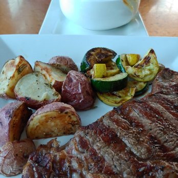 HideAway Country Inn - 12 oz Ribeye steak with potatoes and squash/zucchini - $35 - Hotels Near Me - Bucyrus, Ohio HideAway Country Inn - 12 oz Ribeye steak with potatoes and squash/zucchini - $35 - Hotels Near Me - Bucyrus, Ohio