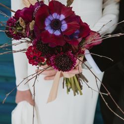 Stargazed Weddings and Events - Bride holding purple bridal bouquet