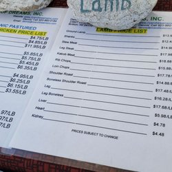River of Dreams - Some of the price list.