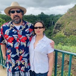Opaeka'a Falls - 10/20/23 Hubby (in his OG Aloha Shirt by Jacqueline On Kaua'i) & me,at Opaeka'a Falls