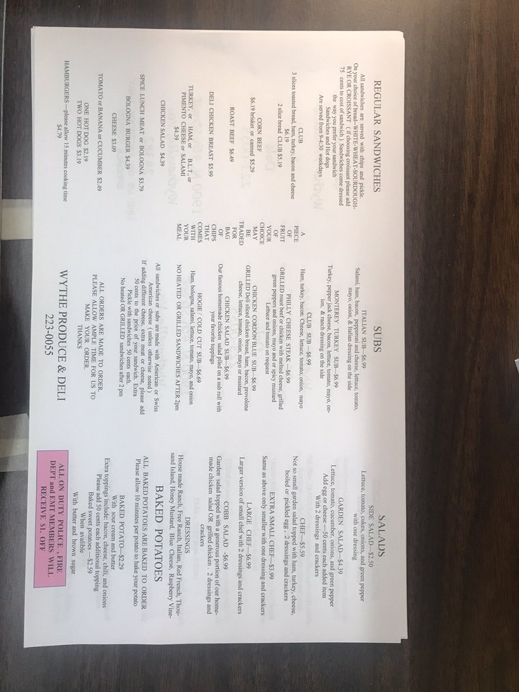 WYTHE PRODUCE 1900 N 4th St, Wytheville, Virginia Fruits & Veggies