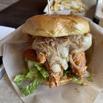 Craft Burger by Shane - Build Your Own Chicken Finger Sandwich with Onion Strings. - Burgers Near Me - Alpharetta, Georgia