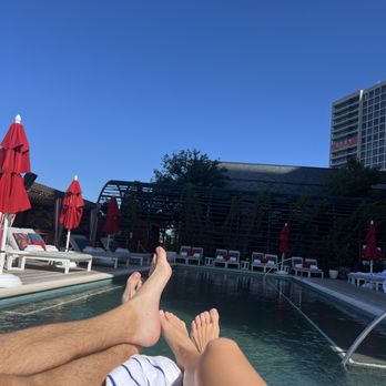 Virgin Hotels - Dallas - Pool from the loungers in early AM - Hotels Near Me - Dallas, Texas Virgin Hotels - Dallas - Pool from the loungers in early AM - Hotels Near Me - Dallas, Texas