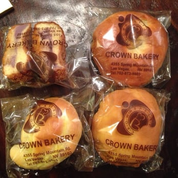 Crown Bakery - L to R clockwise: taro donut(good), not sure/we didn't eat it, mochi red bean(good, but hard the next day), coconut cream(ok) - Bakeries Near Me - Las Vegas, Nevada