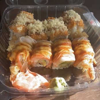 Sushi 9 - Crunchy roll in the back. Shaggy dog in the front. Both very good - Sushi Bars Near Me - Katy, Texas Sushi 9 - Crunchy roll in the back. Shaggy dog in the front. Both very good - Sushi Bars Near Me - Katy, Texas