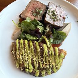 Tallow Hanger Steak with charred cabbage