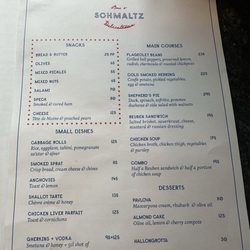 Schmaltz Delicatessen - Menu as of April 2026