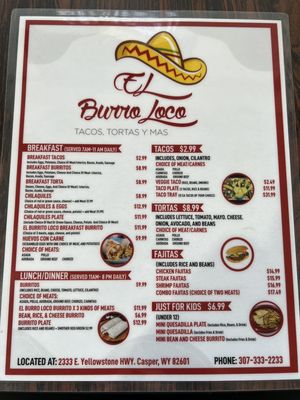 Menu photo 2 El Burro Loco Casper, WY Menu photo 2 El Burro Loco Casper, WY