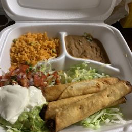 Chicken flautas - a little soggy from wet lettuce but good Chicken flautas - a little soggy from wet lettuce but good