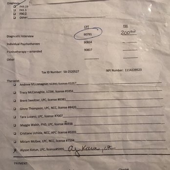 McConaghie Counseling - This is the receipt I was given upon leaving McConaghie Counseling. - Counseling & Mental Health Near Me - Alpharetta, Georgia McConaghie Counseling - This is the receipt I was given upon leaving McConaghie Counseling. - Counseling & Mental Health Near Me - Alpharetta, Georgia