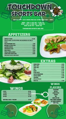 Menu photo 2 Touchdown Sports Bar Moultrie, GA Menu photo 2 Touchdown Sports Bar Moultrie, GA