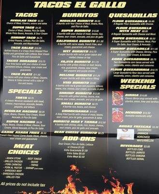 Menu photo 1 Tacos El Gallo Eureka, CA