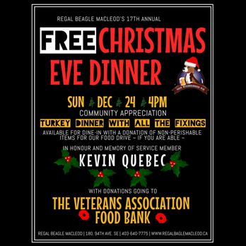 Regal Beagle Macleod - a flyer for a christmas eve dinner - Pubs Near Me - Calgary, Alberta Regal Beagle Macleod - a flyer for a christmas eve dinner - Pubs Near Me - Calgary, Alberta