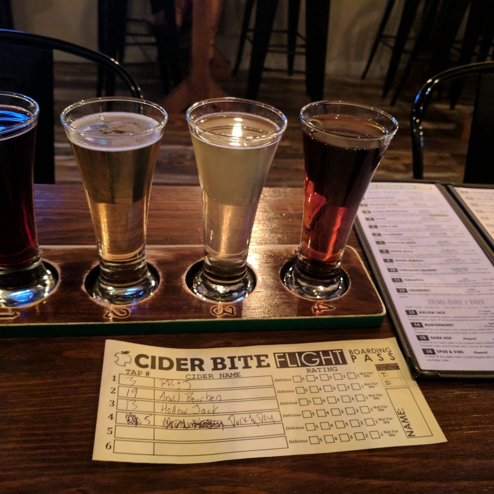 Cider Bite - Four cider flight, 5 oz pours, $11 - Bars Near Me - Portland, Oregon Cider Bite - Four cider flight, 5 oz pours, $11 - Bars Near Me - Portland, Oregon