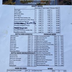 Canyons Edge Pub - Beer and wine list