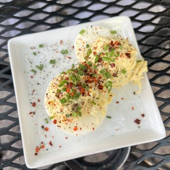 Monti's - Crab Stuffed Deviled Egg - Mediterranean Near Me - Santa Rosa, California Monti's - Crab Stuffed Deviled Egg - Mediterranean Near Me - Santa Rosa, California