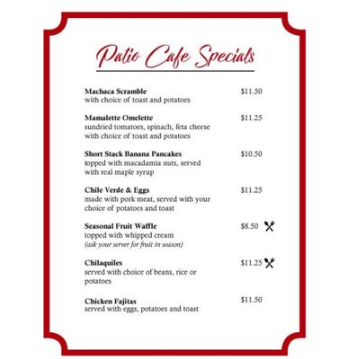 Menu photo 6 The Patio Cafe Santa Barbara Santa Barbara, CA Menu photo 6 The Patio Cafe Santa Barbara Santa Barbara, CA