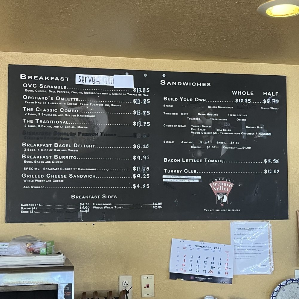 Orchard Valley Coffee - Breakfast and sandwich menu - Coffee & Tea Near Me - Campbell, California Orchard Valley Coffee - Breakfast and sandwich menu - Coffee & Tea Near Me - Campbell, California