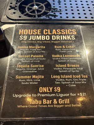 Menu photo 2 Tabu Bar and Grill Port Arthur, TX Menu photo 2 Tabu Bar and Grill Port Arthur, TX