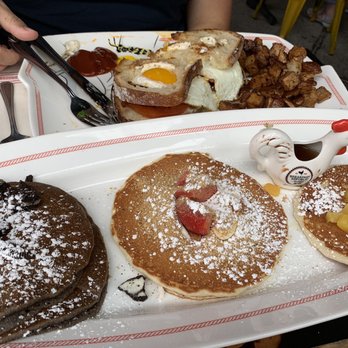 Breakfast Republic - Pancake flight: pineapple was the winner of the 3. - Breakfast & Brunch Near Me - Irvine, California Breakfast Republic - Pancake flight: pineapple was the winner of the 3. - Breakfast & Brunch Near Me - Irvine, California