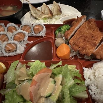 Otoro Sushi - Bento with Katsu & salmon roll, gyoza.. - Japanese Near Me - Scotts Valley, California Otoro Sushi - Bento with Katsu & salmon roll, gyoza.. - Japanese Near Me - Scotts Valley, California