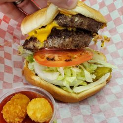 Whitehouse Meat Market - Double meat cheese burger and tots