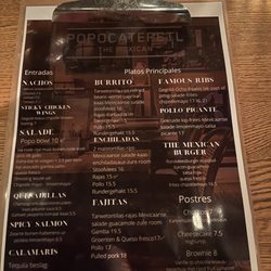 Popocatepetl - Menu