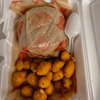 Maid-Rite - Original burger with cheese and Cheese curds - American Near Me - Ankeny, Iowa