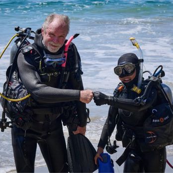 Scuba World - Tom and my wife after her last dive. - Dive Shops Near Me - Orange, California Scuba World - Tom and my wife after her last dive. - Dive Shops Near Me - Orange, California