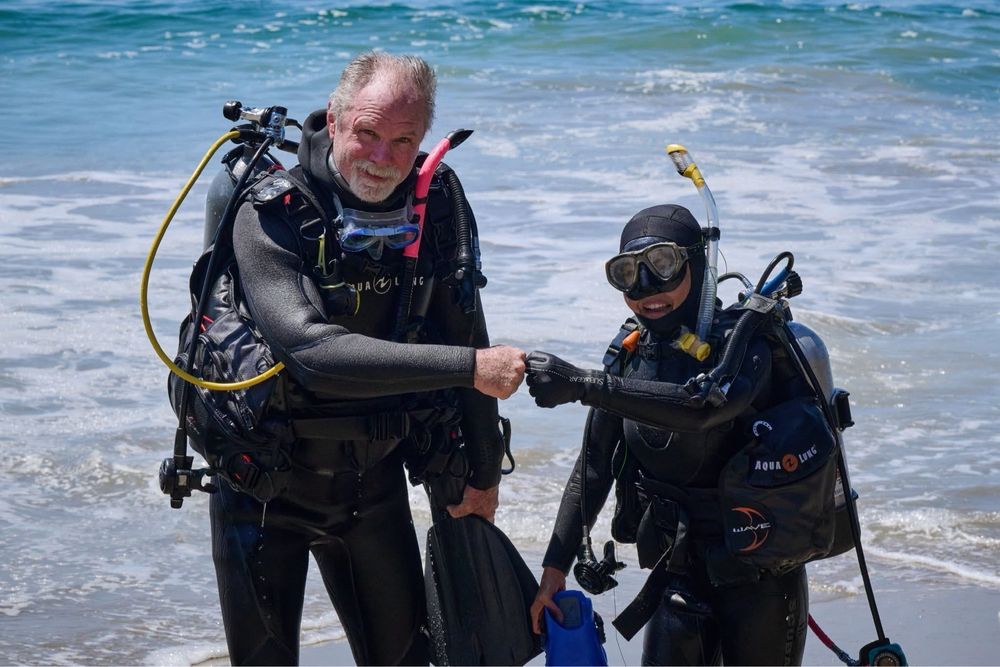 Scuba World - Tom and my wife after her last dive. - Dive Shops Near Me - Orange, California Scuba World - Tom and my wife after her last dive. - Dive Shops Near Me - Orange, California