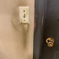 Viet Taste - Men's room light switch. Needs cleaning/painting.
