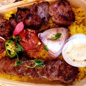 Mazra - Double Kebab Plate Your choice of 2 Kebabs served with 2 Sides, Rice & Pita Bread - Middle Eastern Near Me - San Bruno, California Mazra - Double Kebab Plate Your choice of 2 Kebabs served with 2 Sides, Rice & Pita Bread - Middle Eastern Near Me - San Bruno, California