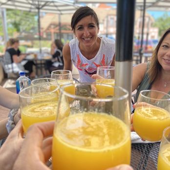 Brekkies - mimosas... many... on the patio! - Breakfast & Brunch Near Me - Solvang, California