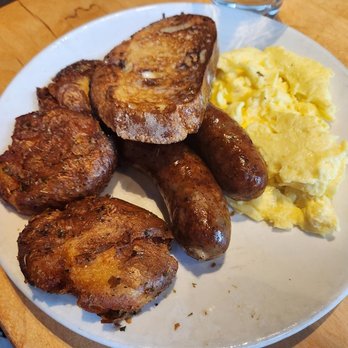 Lola - Lola Breakfast (eggs, sausage, smashed garlic potatoes) - Greek Near Me - Seattle, Washington Lola - Lola Breakfast (eggs, sausage, smashed garlic potatoes) - Greek Near Me - Seattle, Washington