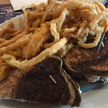 Lindy's Tavern - Tuna melt with onion rings - Seafood Near Me - North Smithfield, Rhode Island