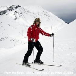 Gloucester Ski & Snowboard Centre - Kevin Dundon skiing, from the book Out of Your Tree 2 by Priory Studios for The Irish Cancer Society