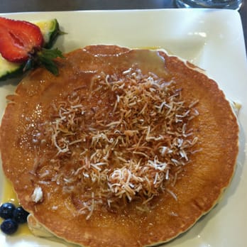 Moena Café - Banana Chantilly pancake w toasted coconut on top. - Cafes Near Me - Honolulu, Hawaii