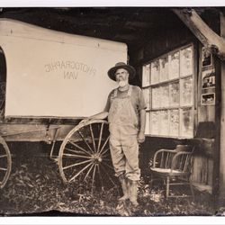 Camp Tintype - John Coffer shot with his famous wagon Mark Cornelison. Using Kodak Brownie camera #3B