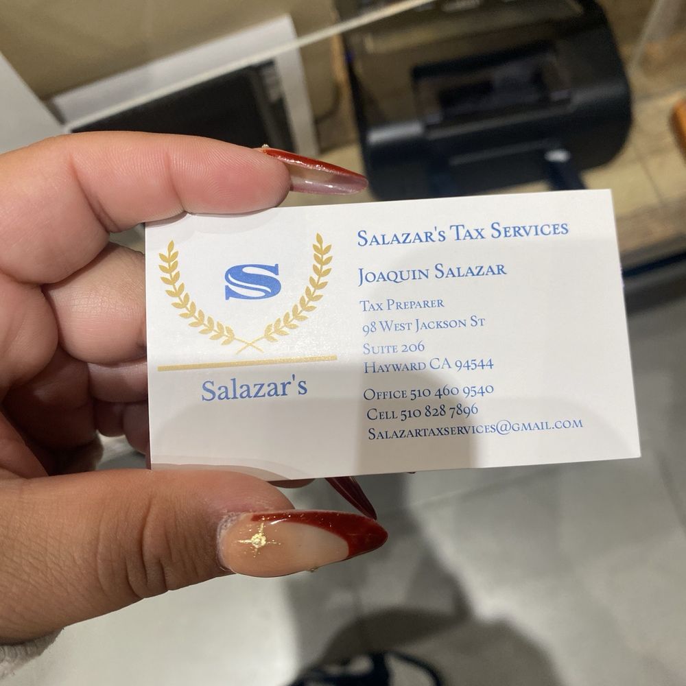 Salazar's Tax Services - business card - Tax Services Near Me - Hayward, California Salazar's Tax Services - business card - Tax Services Near Me - Hayward, California