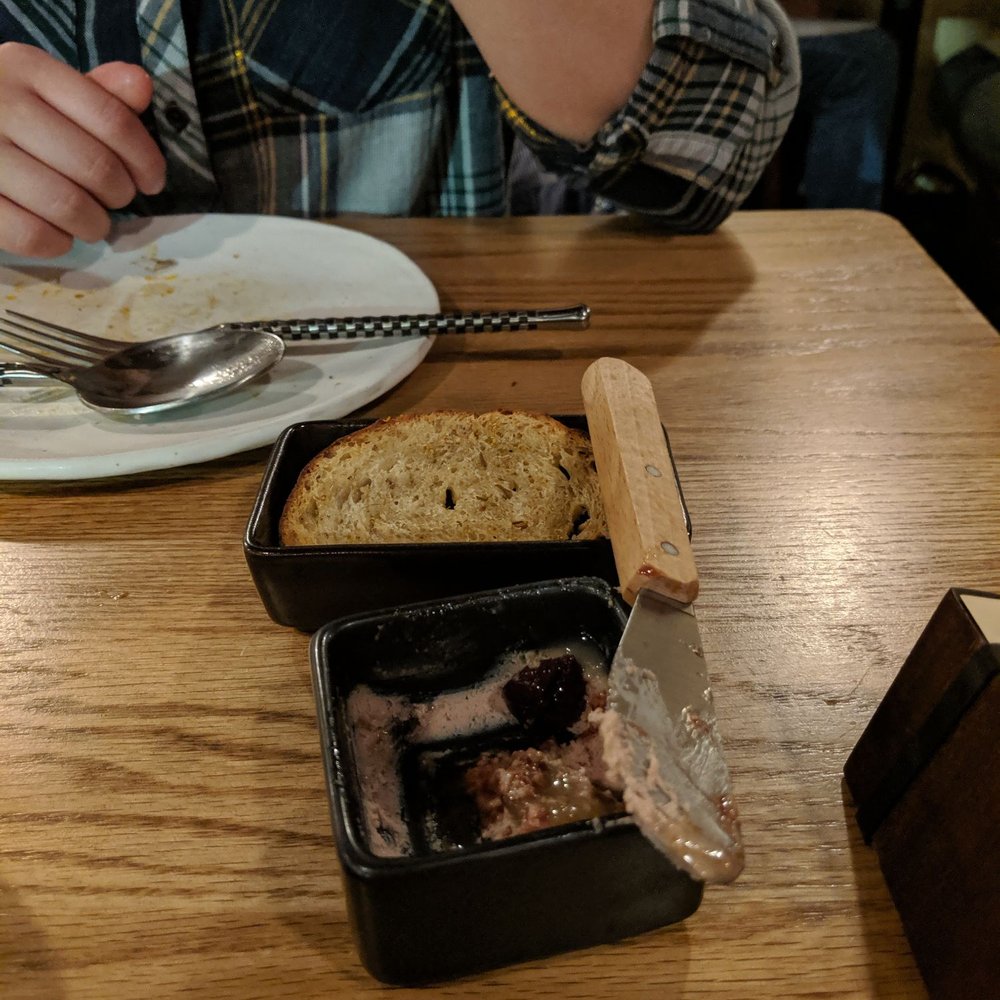 Carrello - Duck liver spread (mostly eaten by this point) - Italian Near Me - Seattle, Washington Carrello - Duck liver spread (mostly eaten by this point) - Italian Near Me - Seattle, Washington