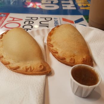 Cafe Latino - Baked empanadas, 1 beef, 1 chicken. I liked the beef better! - Colombian Near Me - Mississauga, Ontario Cafe Latino - Baked empanadas, 1 beef, 1 chicken. I liked the beef better! - Colombian Near Me - Mississauga, Ontario