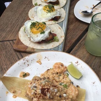 Nada - Pork belly tacos with fried egg on top, and the shrimp and street corn tamale dish. Amazing. - Mexican Near Me - Cincinnati, Ohio