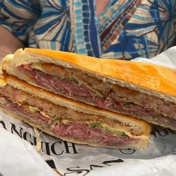 Sanguich - Croqueta preparada, Cuban sandwich with Ham croquettes added, yummy! - Cuban Near Me - Miami, Florida Sanguich - Croqueta preparada, Cuban sandwich with Ham croquettes added, yummy! - Cuban Near Me - Miami, Florida